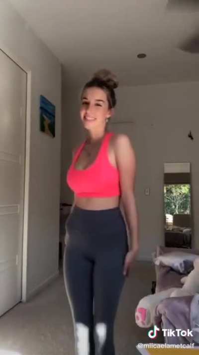 Cute dance in sports bra