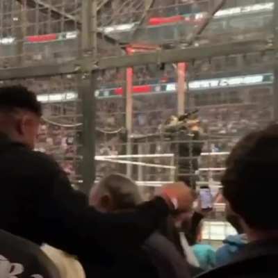 Giannis Antetokounmpo hitting Randy Orton' signature pose at Elimination Chamber 😂