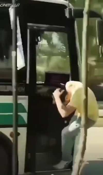 When traveling on a bus, keep your head inside the bus