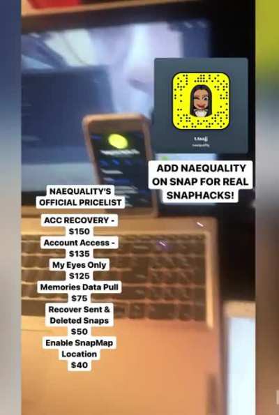 hit @naequality on snap to order any hacks for social medai like account access, account recovery, my eyes only hacks &amp;amp; more! Group Link In Comments below
