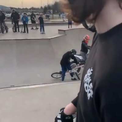 Kid&rsquo;s helmet has seen better days..