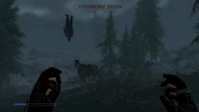 [Skyrim] Found a rude man standing on a horse. I threw the book at him.