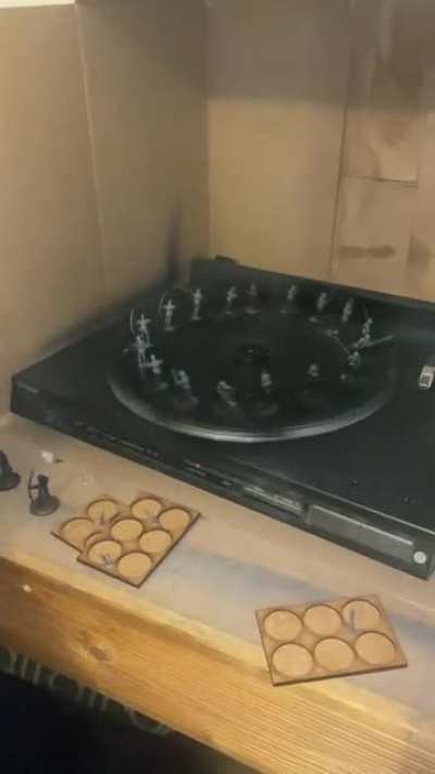 Need to get an even coat on your army? Have an old turntable? I give you the solution to the problem you didn&rsquo;t know you had.