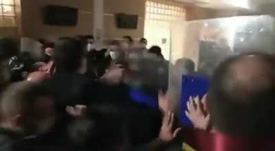 From the Boğazi&ccedil;i protests in Turkey: After the 4 students on trial were given house arrest and arrest, the police attacked the students who were waiting for their friends in the courthouse. In the video, the protesters can be heard shouting "Shoulder to 