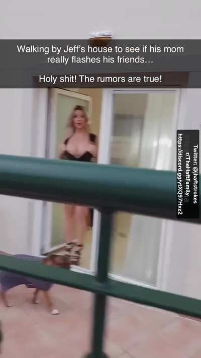Jeffs mom flashes the neighborhood