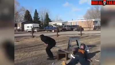 Seesaw and a chair