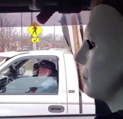 he's just driving
