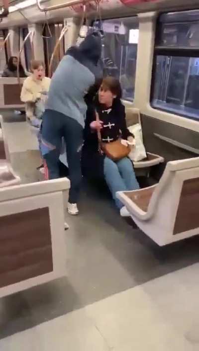 Pos is filmed throwing a bucket of feces on a train passenger in Belgium