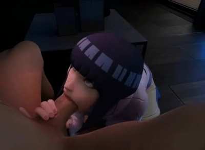 Hinata sucks a huge dick