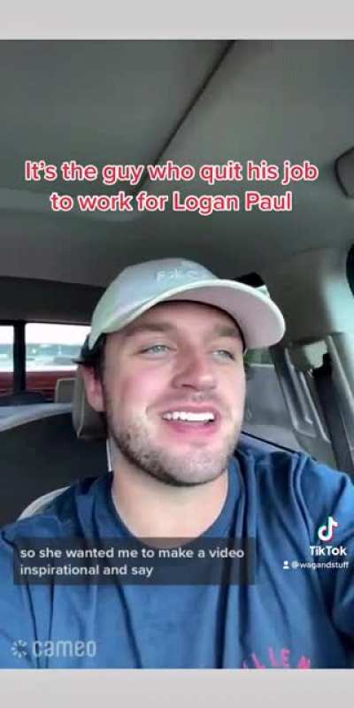 The guy who quit his job to try to work for Logan Paul is making Cameos now 🤦🏼&zwj;♀️