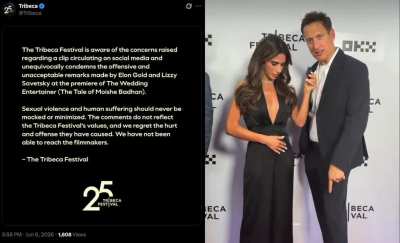 At the Tribeca Film Festival, Zionist cultist Lizzy Savetsky & comedian Elon Gold both joked about Israel's rape & sexual torture of Palestinian hostages. Multiple human rights reports, news articles, etc. all corroborate Palestinians' testimonies.