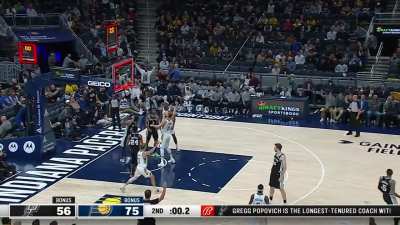 [Highlight] LeVert beats the halftime buzzer with a stepback three, to give Indiana 78 in the first half.