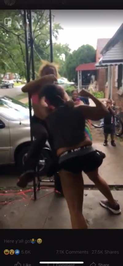 Girl fight in slo mo. Some good hits.