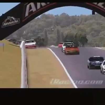 Am I at fault here or is this a racing incident?? I&rsquo;m in the red and white car.
