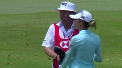 Lydia Ko&rsquo;s shot ricochets off another ball to hole out for an eagle on 18 at the HSBC Women&rsquo;s World Championship