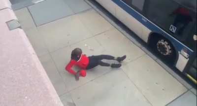Trying to parkour onto a bus
