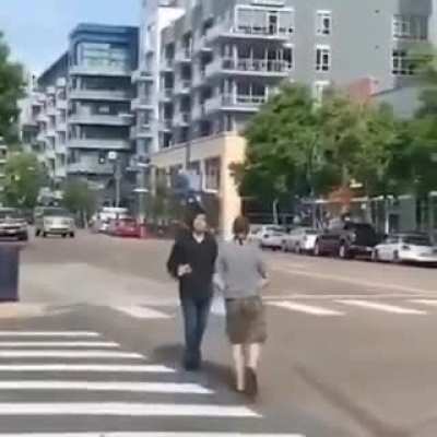 Asian guy defending himself after being harassed