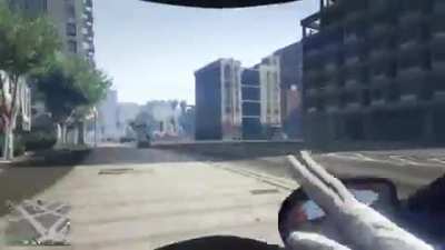 My character got stuck doing the "hands up" animation, and thus ended up driving cars and climbing ladders without touching them