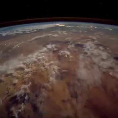 Earth at night viewed from space.