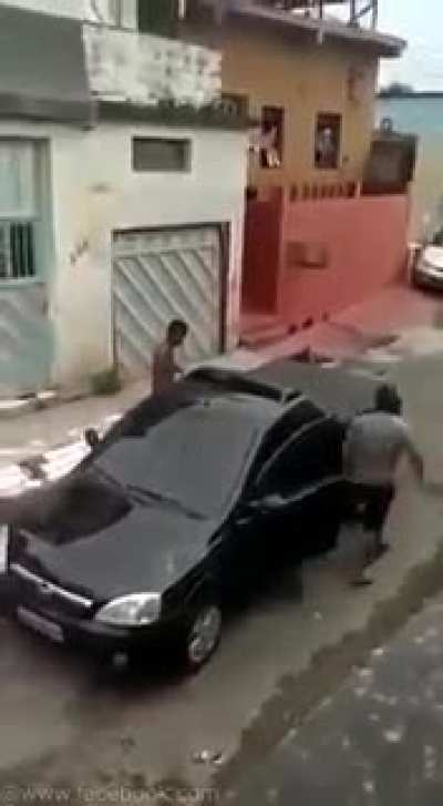 WCGW pounding on a motorist's car