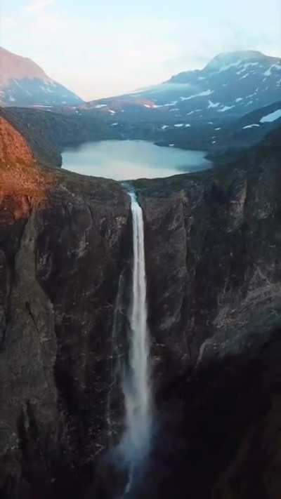 Mardalsfossen Falls, Norway. Mardalsfossen is a waterfall in Molde Municipality in M&oslash;re og Romsdal county. It is sometimes referred to as one of the tallest waterfalls in Europe.