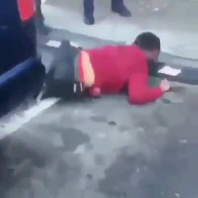 zbie apocalypse in action. Context:Police using tasers to try and get him to "stay down"