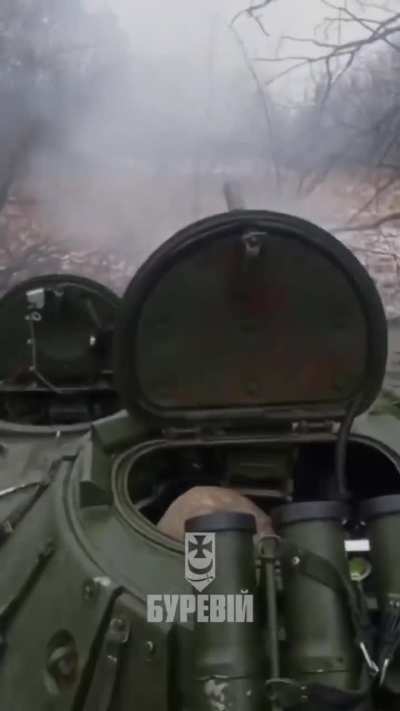 BMP-1 crew using its 73mm smoothbore&nbsp;gun in indirect fire against Russian positions.  Kreminna direction.  Bureviy Brigade.  (Published on 04/March/2024)