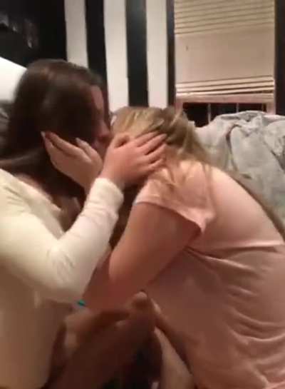 Drunk friends making out