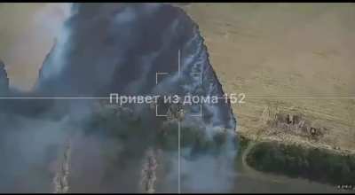 Lancet strike on Ukrainian construction equipment being used to build fortifications in the Kharkiv region.