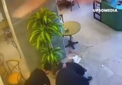 Pitbull attacks doodle in dog-friendly caf&eacute;. Pitbull owner flees the scene