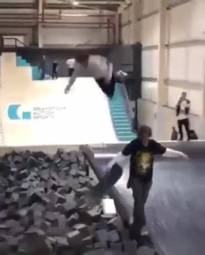 my guy really tried pedalling in mid-air to slow himself down
