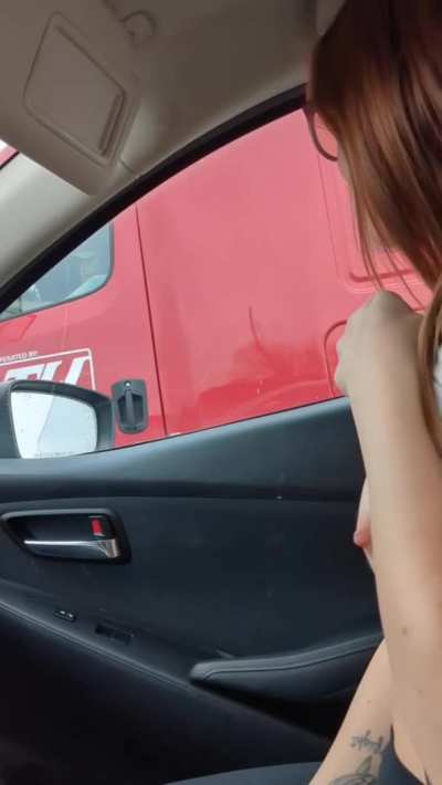 Had some fun flashing a truck driver this morning [GIF]