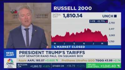 Rand Paul: "We have to start from talking about the truth. One of the things they say with Canada is, 'Oh, there's a 270% tariffs on dairy products going from the US into Canada.' Well you know what the real tariffs is? Zero. That's a big difference betwe
