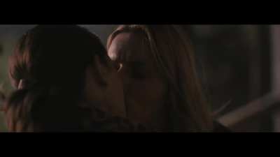 Allison McAtee (Christina) & Rachel McKeon (Heather) kiss in Unearth (2020)
