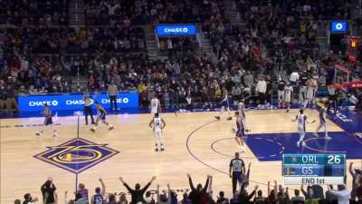 [Highlight] Steph Curry banks it in from half court to end the first quarter!