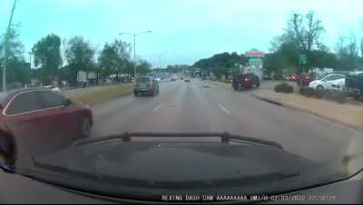 Guy jaywalking gets hit