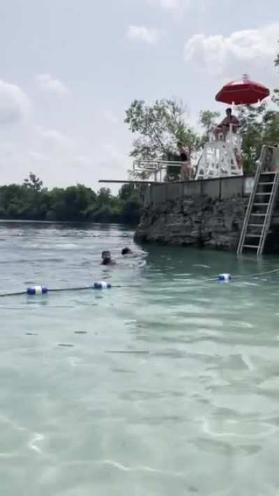 Our Friend whom we forgot to tell that the diving board didn&rsquo;t have any springs.