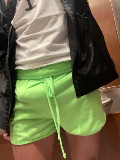 Dang running late, and I can&rsquo;t hide my boner in this shorts! 