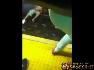 Drunk man on NYC Subway