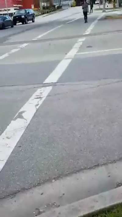 Unstable woman assaults strangers &amp;amp; kicks a dog on street