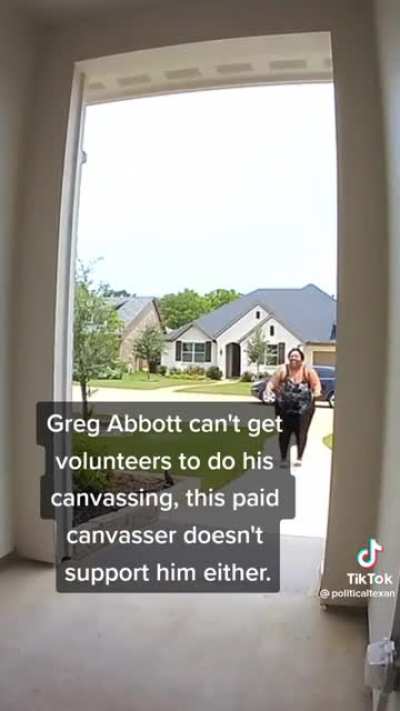 Greg Abbotts campaign fires woman over laughing with homeowner.