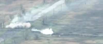 ua pov A Russian Armoured vehicle doing donuts is destroyed by a German DM-22 mine