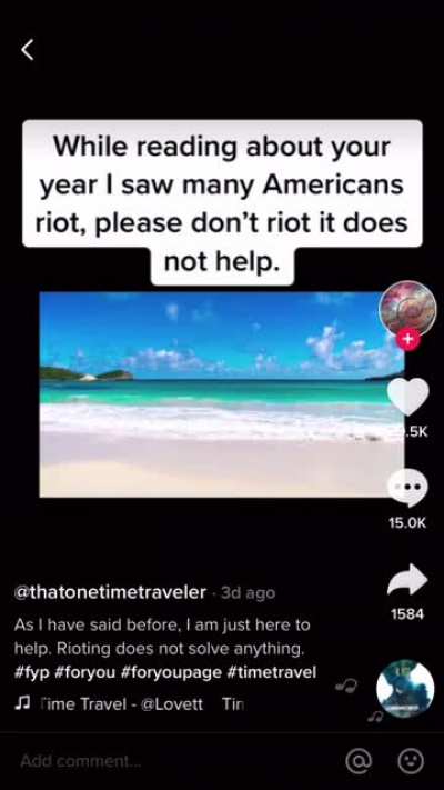 &ldquo;Guy from the future&rdquo; with close to a million followers. (He turned off downloads so I screen recorded)