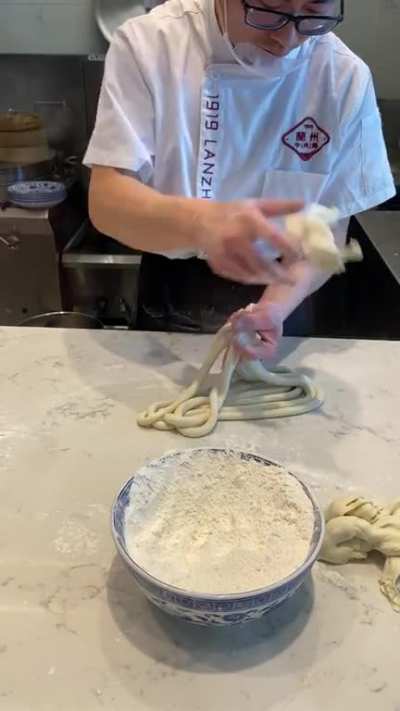 This man’s noodle skills.