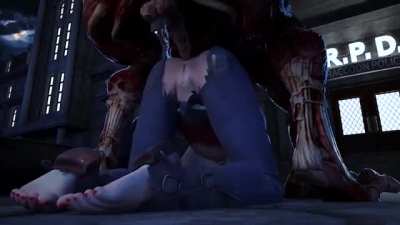 Claire Redfield - Anal Fucked And Choked By A Licker (CreepyMotions) [Resident Evil]