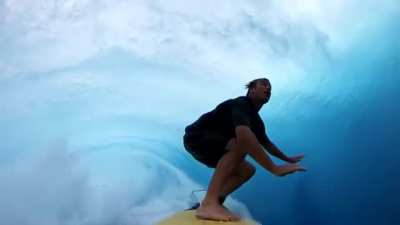 Australian Pro surfer Anthony Walsh gives an awesome point of view, of surfing through a 20 foot barrel.