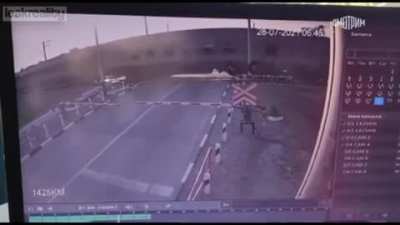 Lada driver miraculously survived after collision with train