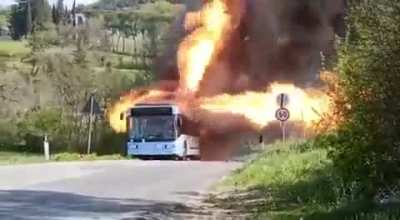 Spicy bus sized pillow. (Electric bus battery catches on fire)