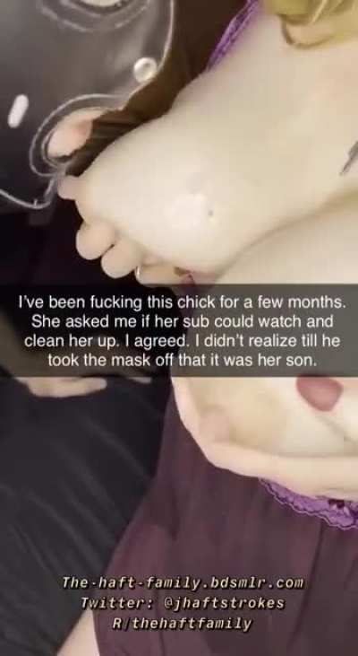Son cleans up Mommy