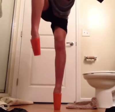 Using cups as ballet shoes